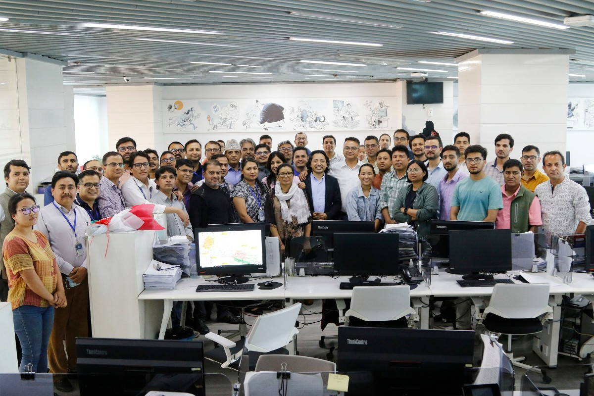 Kantipur Newsroom with newly appointed editor in chief Umesh Chauhan.jpg