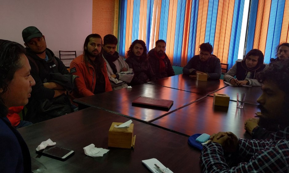 Umesh Chauahn with students of film production.jpg